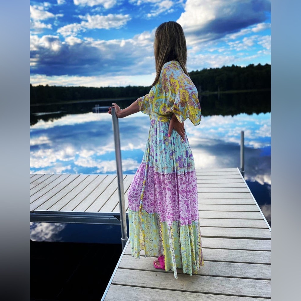 Hemant & Nandita Layla Multi Floral-Print Maxi Dress | Size L - Picture 8 of 9
